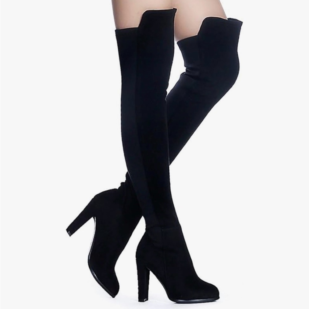 Women's Black Over-the-Knee High Heel Boots